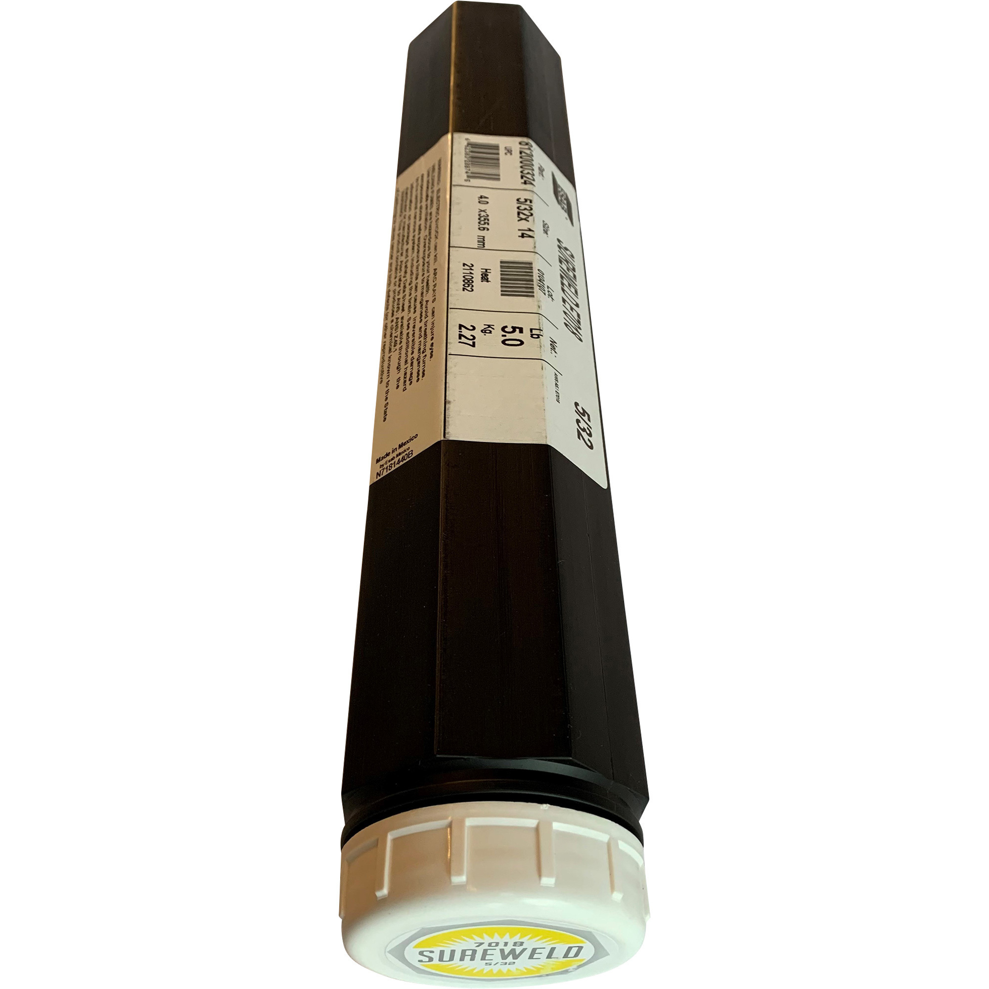 ESAB Sureweld 7018 Stick Electrodes, 5/32in. Dia. x 14in.L, 5-Lb. Tube, Model# 812000324